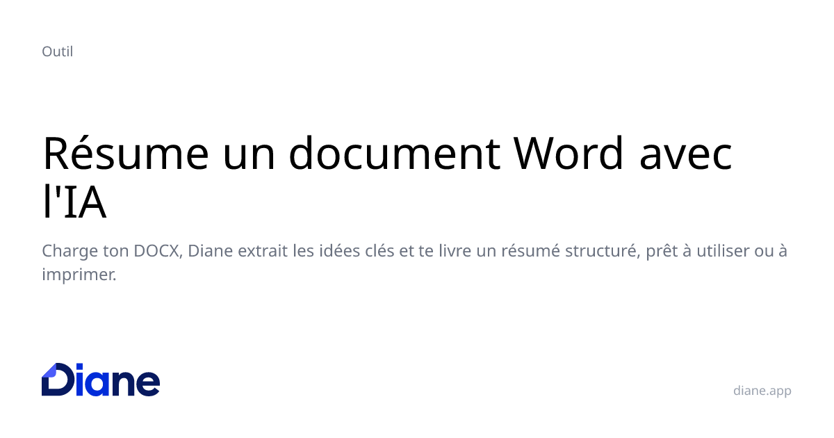 Résumer un Word avec l'IA gratuit | Diane | Diane